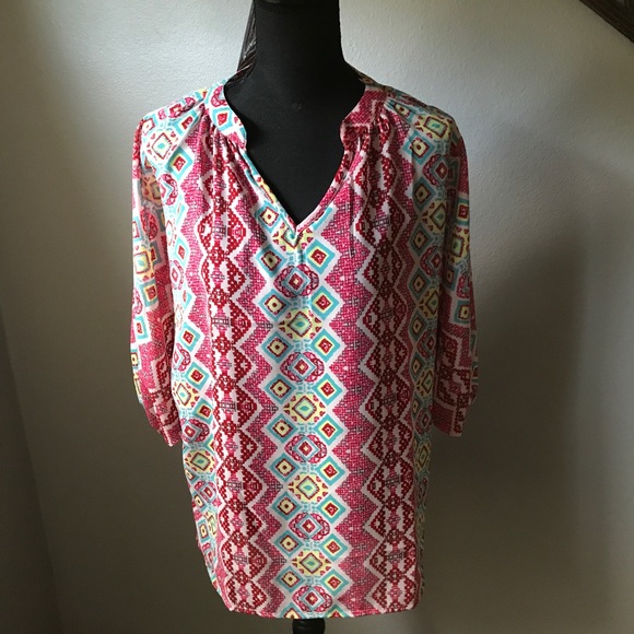 TURQUOISE Haven Multicolor bright pattern top - Picture 2 of 7